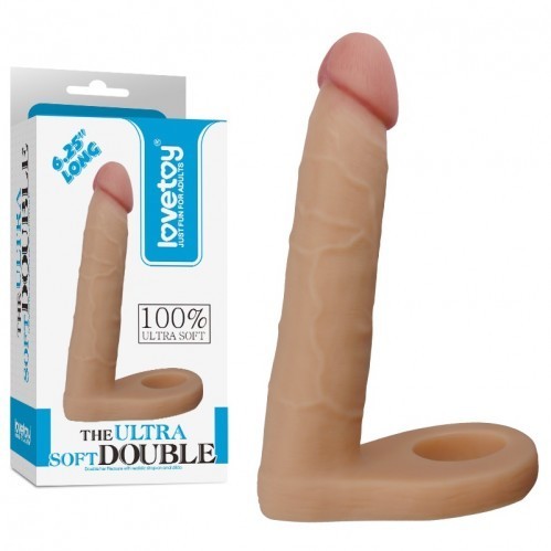 Анално дилдо с пенис пръстен The Ultra Soft Double 15,5 см