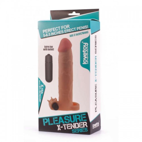 Вибриращ пенис удължител с пръстен Pleasure X-tender 7 см. [4]