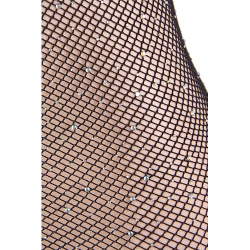Елегантна мрежеста рокля тип бюстие с кристали QL черна [3]