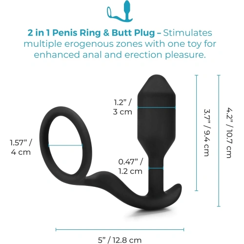 B-Vibe Snug & Tug Разширител с тежести и пенис пръстен [4]