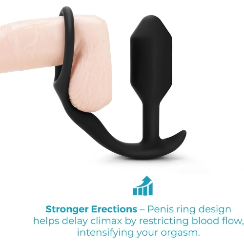 B-Vibe Snug & Tug Разширител с тежести и пенис пръстен [3]