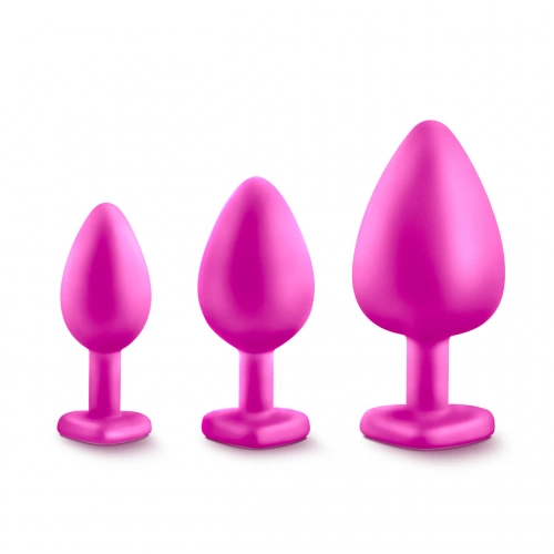 Комплект 3 бр. анални разширители Luxe Bling Plugs розови с кристали [1]