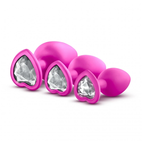 Комплект 3 бр. анални разширители Luxe Bling Plugs розови с кристали