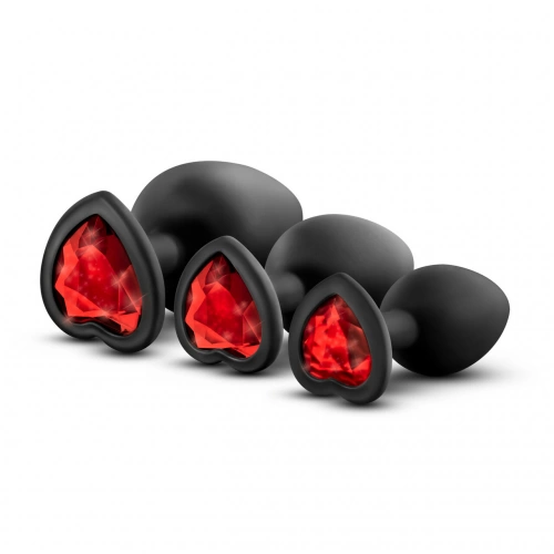 Силиконови анални разширители с червено кристално сърце Luxe
