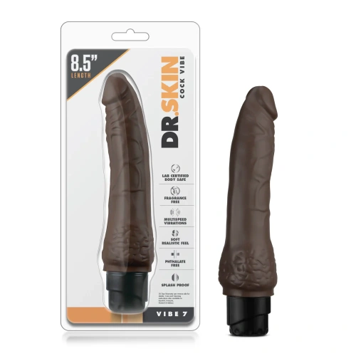 Реалистичен вибратор Dr. Skin Vibe 7 шоколад [7]