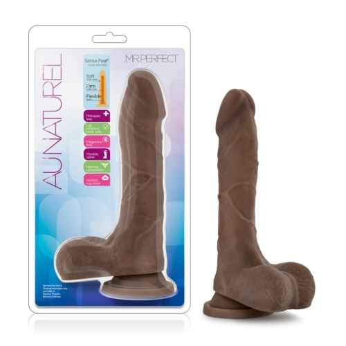 Двуслойно дилдо от кибер кожа Mr. Perfect Au Naturel 8.5" шоколад [6]