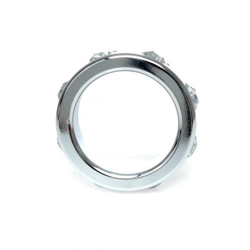Метален пенис пръстен с инкрустирани кристали сребрист размер S [3]