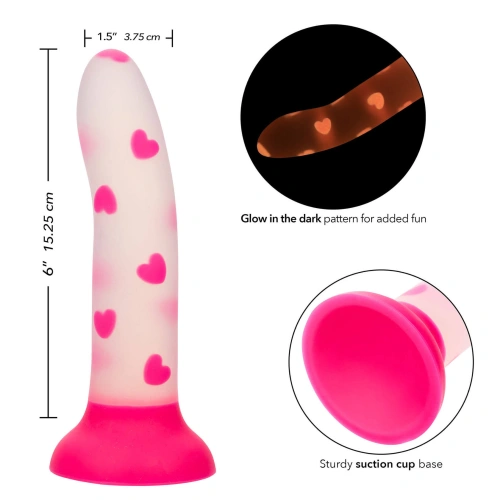 Светещо в тъмното силиконово дилдо Glow Stick - Heart [1]