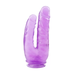 Aнално-вагинално дилдо с вакуумна основа Hi-Rubber 9,4" лилаво