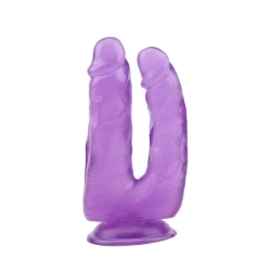 Реалистично двойно анално-вагинално дилдо Hi-Rubber 6.3" лилаво