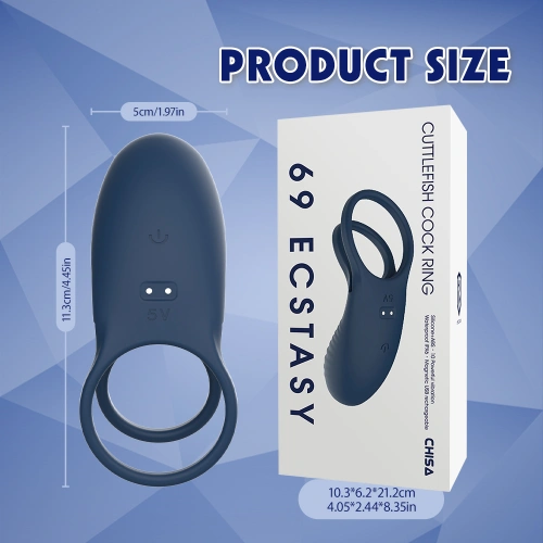 Презаредим вибриращ двоен пенис пръстен Ecstasy [12]