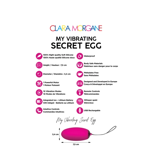 Презаредимо вибро яйце от силикон с дистанционно Secret Egg ярко розово [1]