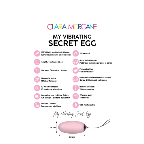 Презаредимо вибро яйце от силикон с дистанционно Secret Egg розово [1]