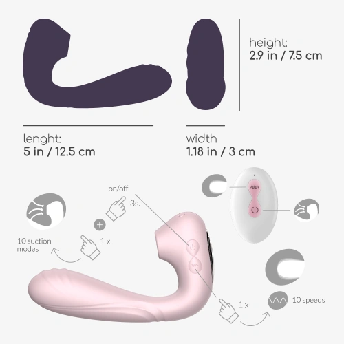 Вибратор със засмукващ стимулатор и дистанционно Pookie [7]