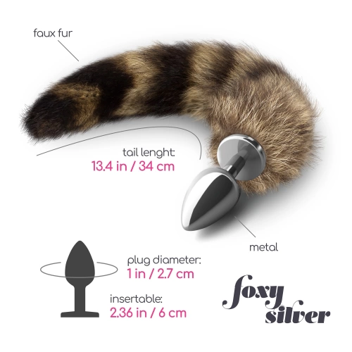 Метален анален разширител с лисича опашка Fox Silver [4]