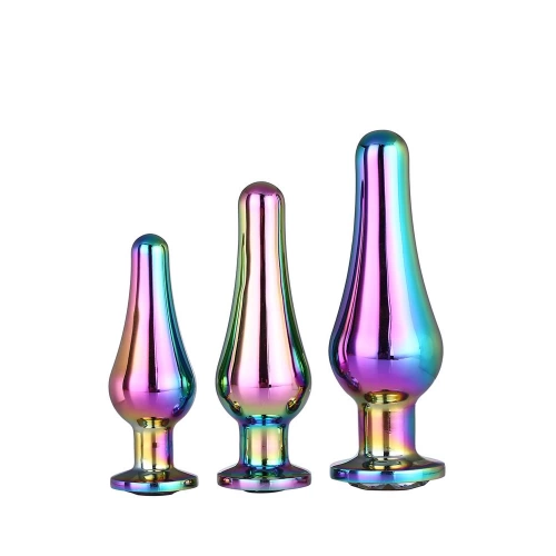Комплект от 3 бр. многоцветни метални анални разширители с кристал Gleaming Love