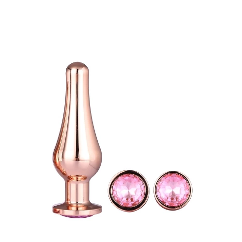 Комплект от 3 бр. анални разширители с кристал Gleaming Love розово злато