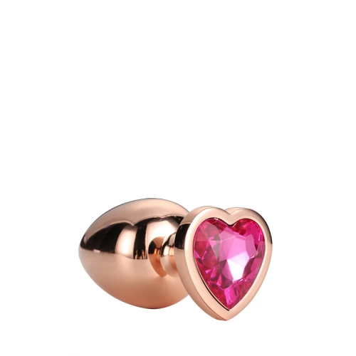 Метален анален разширител с розов кристал сърце Rose Gold M [2]