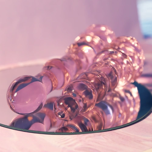 Стъклено дилдо Rosebud Beaded Dildo 8" [6]