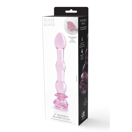 Стъклено дилдо Rosebud Beaded Dildo 8" [9]
