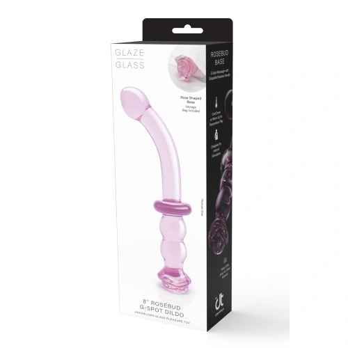 Извито стъклено дилдо Rosebud G-spot [11]