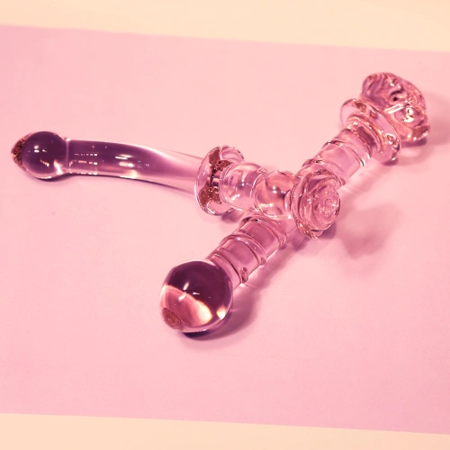 Извито стъклено дилдо Rosebud G-spot [4]