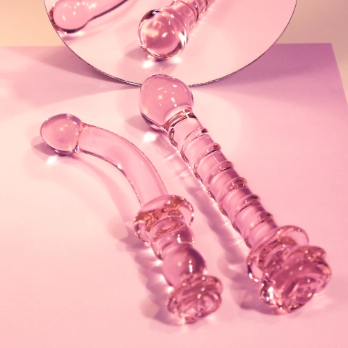 Извито стъклено дилдо Rosebud G-spot [2]