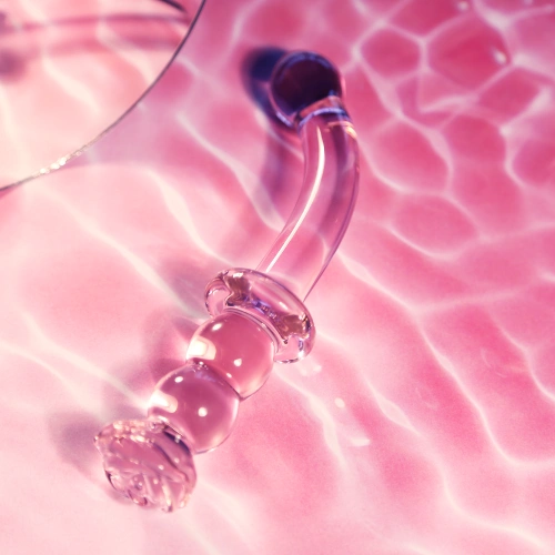 Извито стъклено дилдо Rosebud G-spot [7]