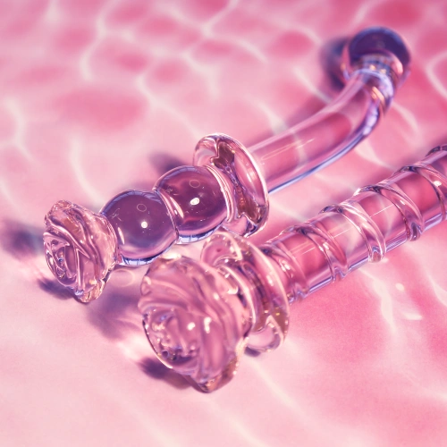 Извито стъклено дилдо Rosebud G-spot [5]