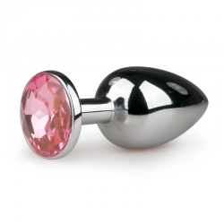 Метален анален разширител-бижу с розов кристал малък