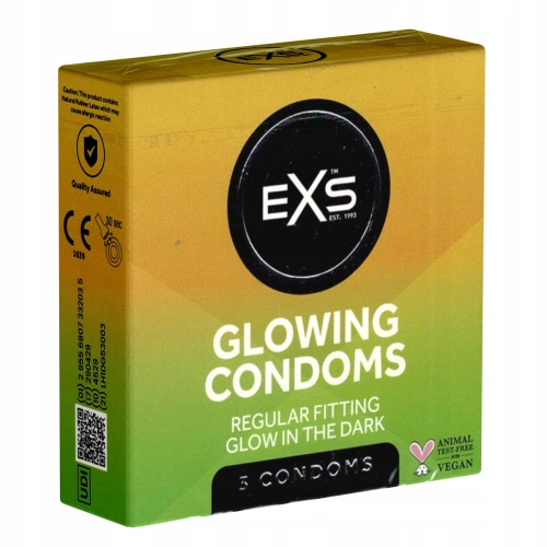 3 бр. Светещи в тъмното презервативи EXS Glow