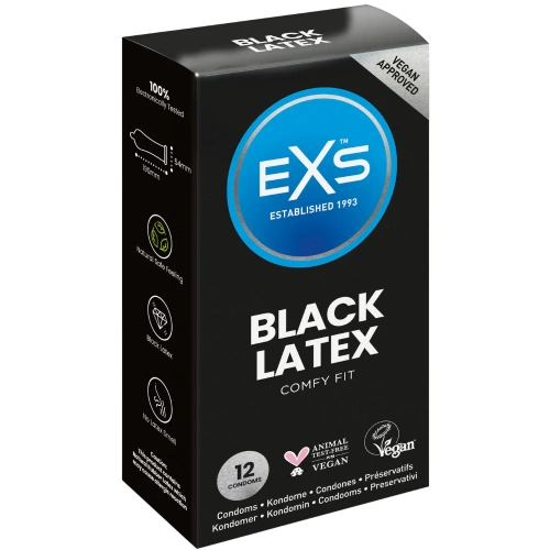 12 бр. Черни презервативи EXS Black Latex