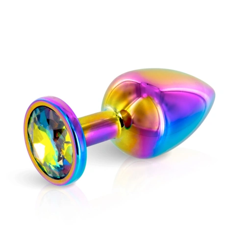 Метално анално бижу с многоцветен кристал Rainbow