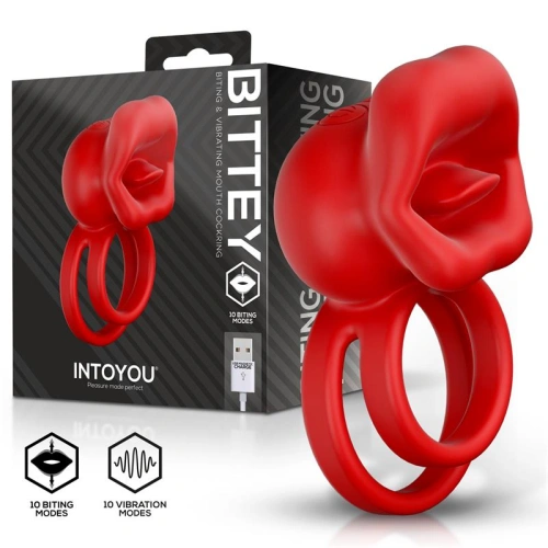 Вибриращ пенис пръстен с подвижни устни Intoyou Bittey [7]