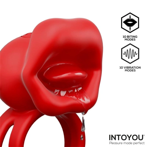 Вибриращ пенис пръстен с подвижни устни Intoyou Bittey [2]