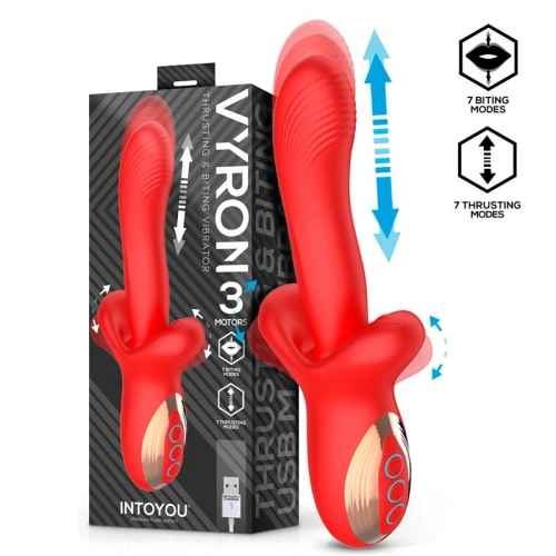 Тласкащ вибратор с 3 мотора и подвижни устни Intoyou Vyron [5]
