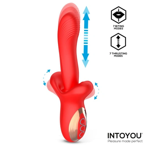 Тласкащ вибратор с 3 мотора и подвижни устни Intoyou Vyron