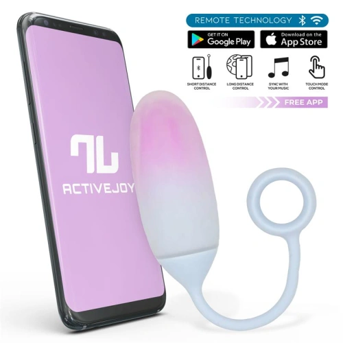 Двуслойно силиконово вибро яйце с App Intoyou синьо