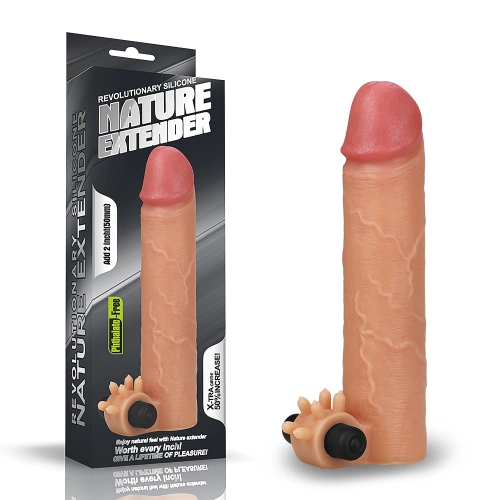 Вибриращ пенис удължител и удебелител от силикон Nature Extender [4]