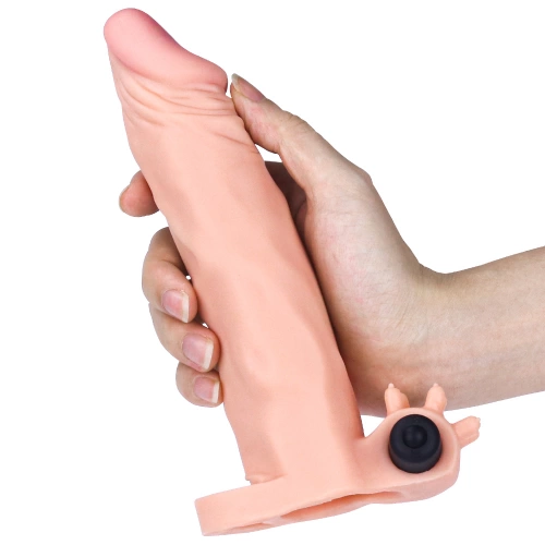 Вибриращ пенис удължител от кибер кожа с пръстен Pleasure X-tender [3]