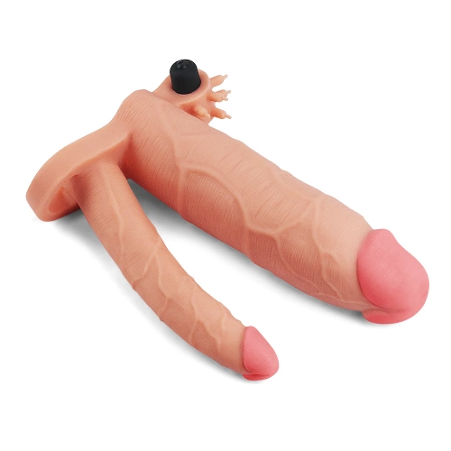 Вибриращ пенис удължител с пръстен и дилдо Pleasure X-tender [1]