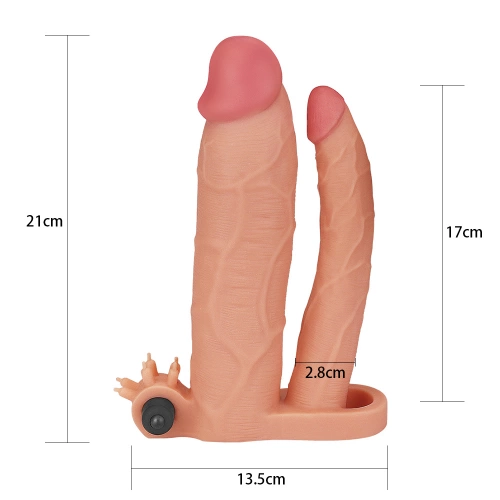 Вибриращ пенис удължител с пръстен и дилдо Pleasure X-tender [4]