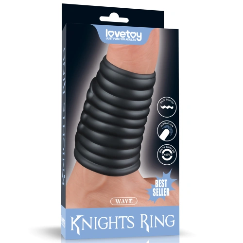 Вибриращ релефен пенис удебелител Knights Ring IV черен [13]