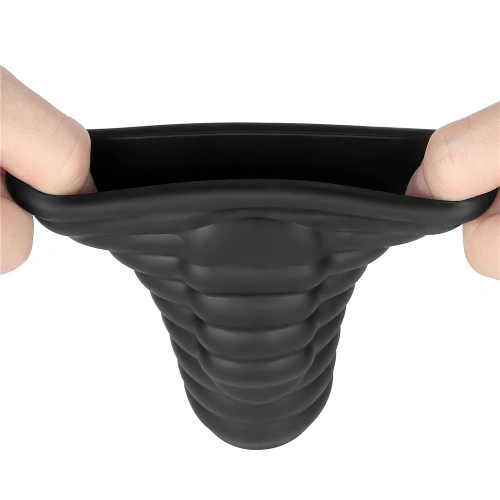 Вибриращ релефен пенис удебелител Knights Ring IV черен [8]