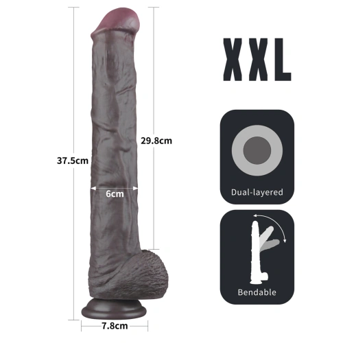 Голямо силиконово дилдо Nature Cock 14,5" кафяво [12]