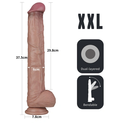 Гъвкаво силиконово дилдо Nature Cock 14,5" [14]
