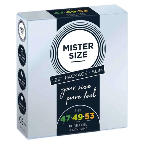 3 бр. Презервативи с различен размер (47-49-53 мм) Mister Size