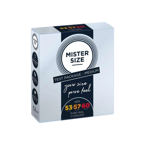 3 бр. Презервативи с различен размер (53-57-60 мм) Mister Size