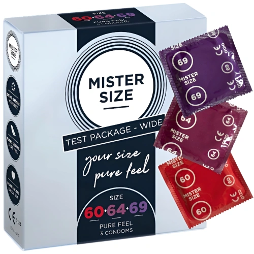 3 бр. Презервативи с различен размер (60-64-69 мм) Mister Size [1]
