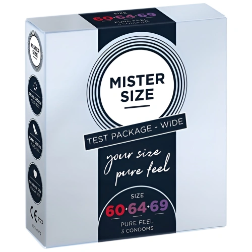 3 бр. Презервативи с различен размер (60-64-69 мм) Mister Size